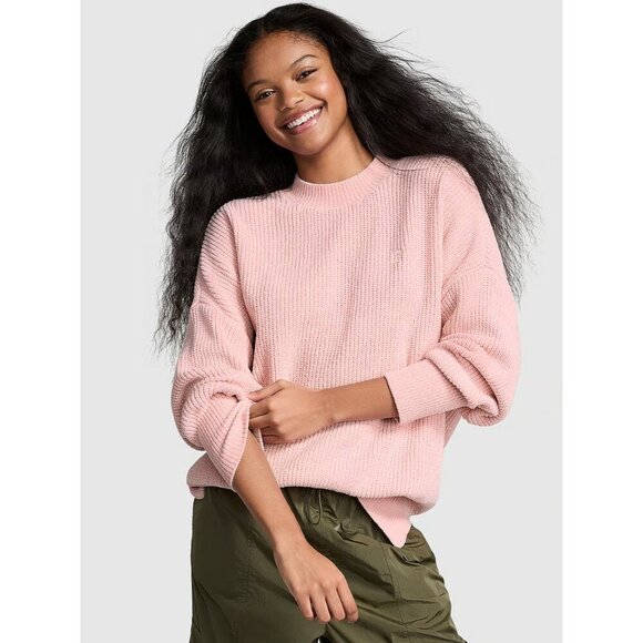 PINK Chenille Crewneck Pullover Lond Sleeve Dusk Pink Size XXL A000574 - Picture 1 of 3